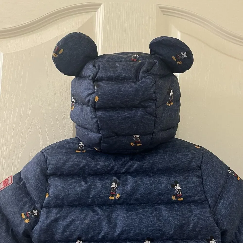 babyGap x Disney Baby Mickey Mouse Down Puffer Jacket Blue Boys Size 6-12 Months